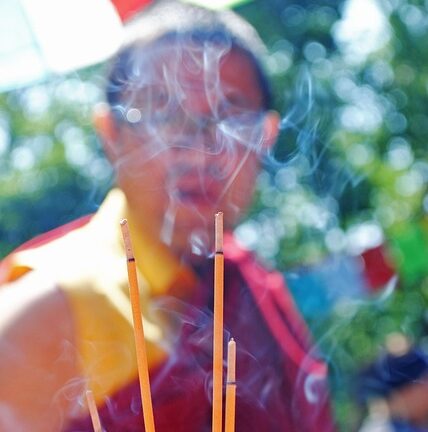 buddhist, incense, monk, buddhism